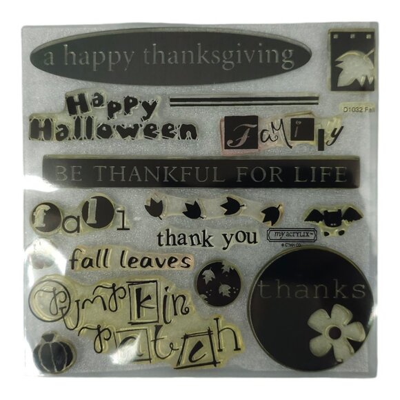 Close To My Heart My Acrylix Stamp Set Fall Leaves B1049 Halloween Thanksgiving - Picture 3 of 4